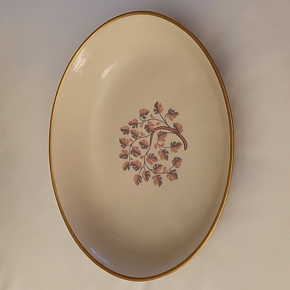 Vintage Mid Century Flintridge Twilight Pattern Gravy Boat w/attached underplate